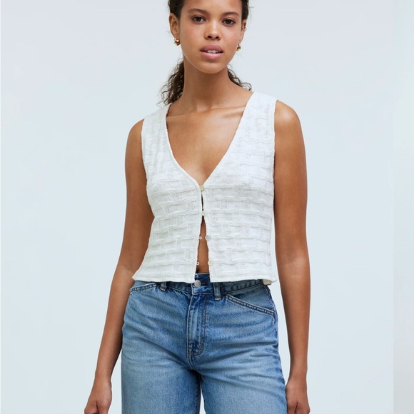 Madewell Cream Textured Tank Top - Picture 2 of 6